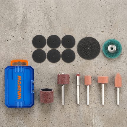 Bộ 32 món phụ kiện mài mini Wadfow WRR5032 là bộ phụ kiện đa năng chuyên dụng cho máy mài mini, bao gồm các đầu mài, chà nhám, đĩa cắt và đầu đánh bóng. Bộ sản phẩm giúp mài, tạo hình, đánh bóng và xử lý bề mặt kim loại, gỗ, nhựa, đá và nhiều vật liệu khác. Chất liệu bền bỉ, hiệu suất ổn định, phù hợp cho sửa chữa, chế tác DIY và gia công chi tiết chính xác.