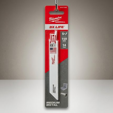 Bộ 5 lưỡi cưa kiếm kim loại 150mm 14 răng/inch Milwaukee 48-47-5182 là giải pháp cắt kim loại chuyên nghiệp, bền bỉ và chính xác cho mọi công trình. Sản phẩm được làm từ thép HSS chất lượng cao, thiết kế răng 14 TPI giúp cắt mượt, ít rung lắc, đảm bảo đường cắt thẳng và sạch. Lưỡi cưa phù hợp với nhiều loại máy cưa kiếm, cắt ống kim loại, thép hộp, thanh nhôm và các vật liệu kim loại mỏng