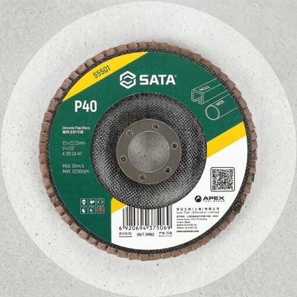 Đĩa nhám xếp 125×P40×22.23MM SATA 55501 là dòng nhám xếp Zirconia cao cấp chuyên dùng cho các công việc mài thô, loại bỏ bavia, xử lý mối hàn và làm sạch bề mặt kim loại. Với hạt nhám Zirconia có độ cứng cao, sản phẩm mang lại khả năng cắt gọt mạnh mẽ, tuổi thọ vượt trội và hiệu suất ổn định trên inox, thép carbon và thép hợp kim. Đĩa nhám xếp 125×P40×22.23MM SATA 55501 là lựa chọn lý tưởng cho các xưởng cơ khí, nhà máy chế tạo và công trình yêu cầu mài kim loại cường độ cao.