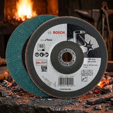 Đĩa nhám xếp P60 180mm Bosch 2608608289 là dòng nhám xếp cao cấp chuyên dùng cho inox và kim loại, giúp xử lý mối hàn, làm sạch bavia và hoàn thiện bề mặt hiệu quả. Với độ nhám P60 cùng công nghệ hạt nhám chất lượng cao của Bosch, sản phẩm mang lại khả năng mài ổn định, tuổi thọ vượt trội, giảm rung lắc và tạo bề mặt đồng đều. Đây là lựa chọn lý tưởng cho các xưởng cơ khí, gia công inox và sản xuất công nghiệp chuyên nghiệp.