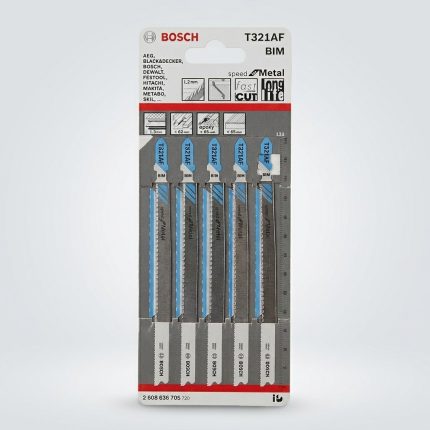 Hình ảnh minh họa sản phẩm Lưỡi cưa lọng sắt T321AF (Bộ 5 lưỡi) Bosch 2608636705 chính hãng, được thiết kế chuyên dụng để cắt sắt tấm, thép mỏng, nhôm và các kim loại màu với độ chính xác cao. Sản phẩm sử dụng vật liệu Bi-Metal chất lượng cao giúp tăng độ bền, khả năng chịu nhiệt và chống gãy trong quá trình làm việc liên tục. Với thiết kế răng cưa tối ưu, Lưỡi cưa lọng sắt T321AF (Bộ 5 lưỡi) Bosch 2608636705 mang lại đường cắt mịn, giảm ba via và nâng cao hiệu suất gia công kim loại. Đây là phụ kiện lý tưởng cho thợ cơ khí, gia công kim loại và công trình chuyên nghiệp. Sản phẩm được phân phối chính hãng bởi Công Nghiệp An Toàn, cam kết chất lượng, giá tốt và giao hàng toàn quốc.
