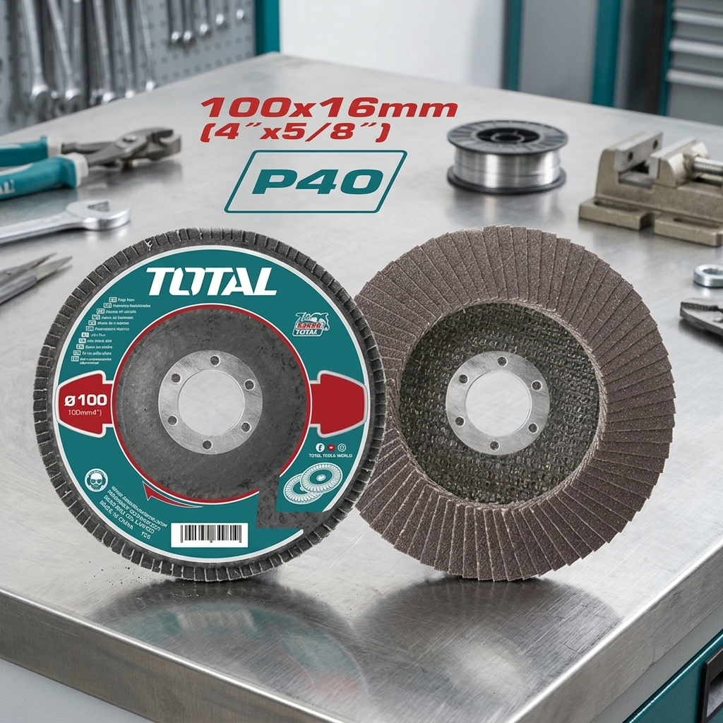 Nhám xếp 100x16mm P40 Total TAC6310040 là phụ kiện mài chuyên dụng dành cho các công việc mài thô, xử lý bavia, làm sạch gỉ sét và mài mối hàn trên sắt, thép, inox. Với độ nhám P40, sản phẩm cho khả năng cắt gọt mạnh, tốc độ mài nhanh và hiệu suất ổn định. Nhám xếp 100x16mm P40 Total TAC6310040 sử dụng hạt nhám chất lượng cao kết hợp thiết kế dạng xếp lớp giúp tăng tuổi thọ, giảm rung lắc và mang lại bề mặt gia công đồng đều trong các ứng dụng cơ khí chuyên nghiệp.