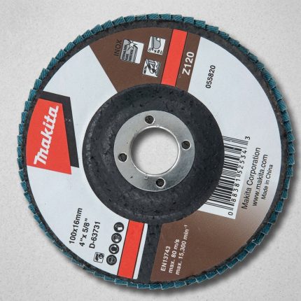Hình ảnh Nhám xếp 180mm Makita D-63856 (Z120) chuyên dùng để mài tinh, làm mịn và hoàn thiện bề mặt kim loại, inox, thép sau gia công. Với độ hạt Z120 chất lượng cao, sản phẩm giúp loại bỏ các vết xước nhỏ, xử lý bề mặt đồng đều và tạo độ hoàn thiện thẩm mỹ cao. Nhám xếp 180mm Makita D-63856 (Z120) là lựa chọn lý tưởng cho các xưởng cơ khí, gia công inox, kết cấu thép và sản xuất công nghiệp yêu cầu độ chính xác cao.