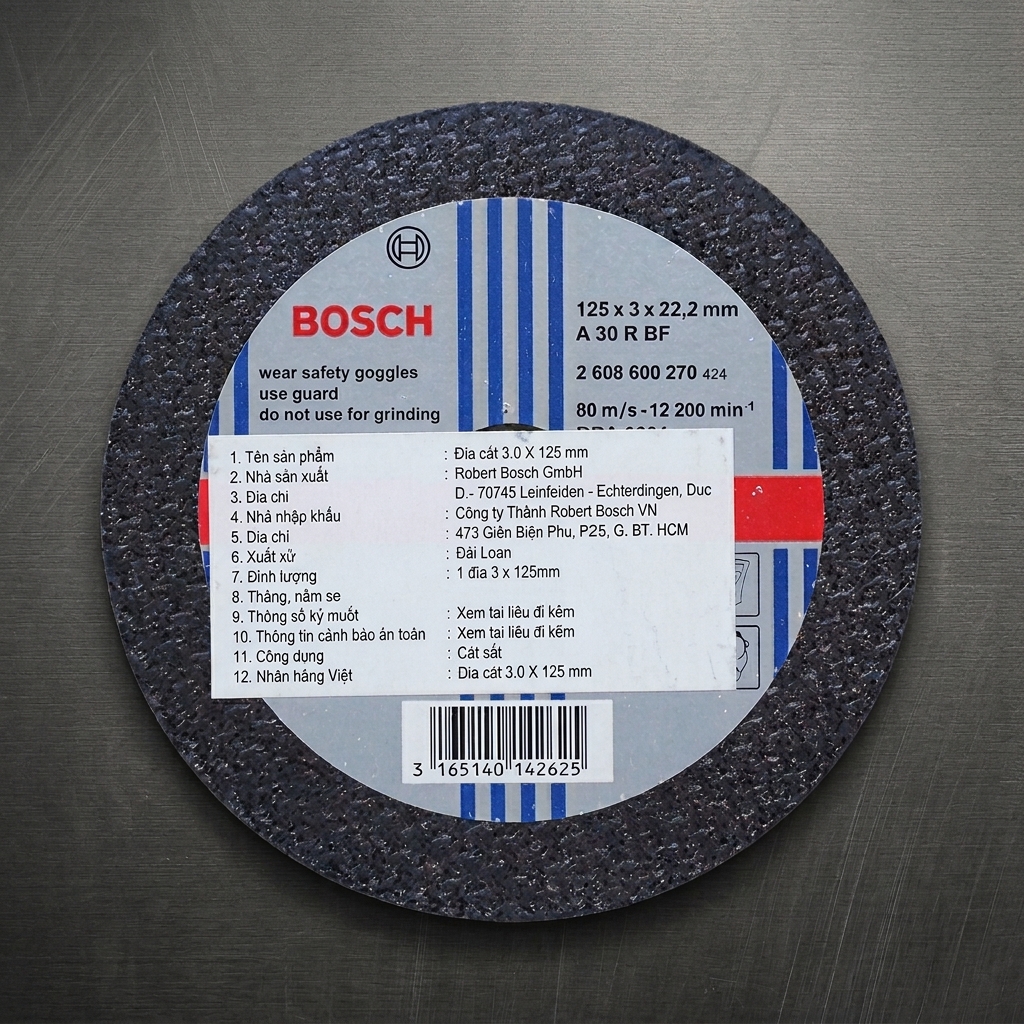 Mua ngay Đá Cắt 125mm Bosch 2608600270 chính hãng chuyên cắt sắt, độ bền cao, mạch cắt ngọt và an toàn tuyệt đối cho người sử dụng. Xem chi tiết thông số tại đây!