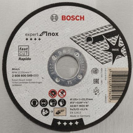 Đá cắt inox Bosch 2608600549 (125mm) chuyên dùng cắt inox, sắt và kim loại với tốc độ cắt nhanh, đường cắt mịn và độ bền cao. Sản phẩm Bosch Rapido chính hãng phù hợp cho thợ cơ khí, công trình và xưởng gia công kim loại chuyên nghiệp.