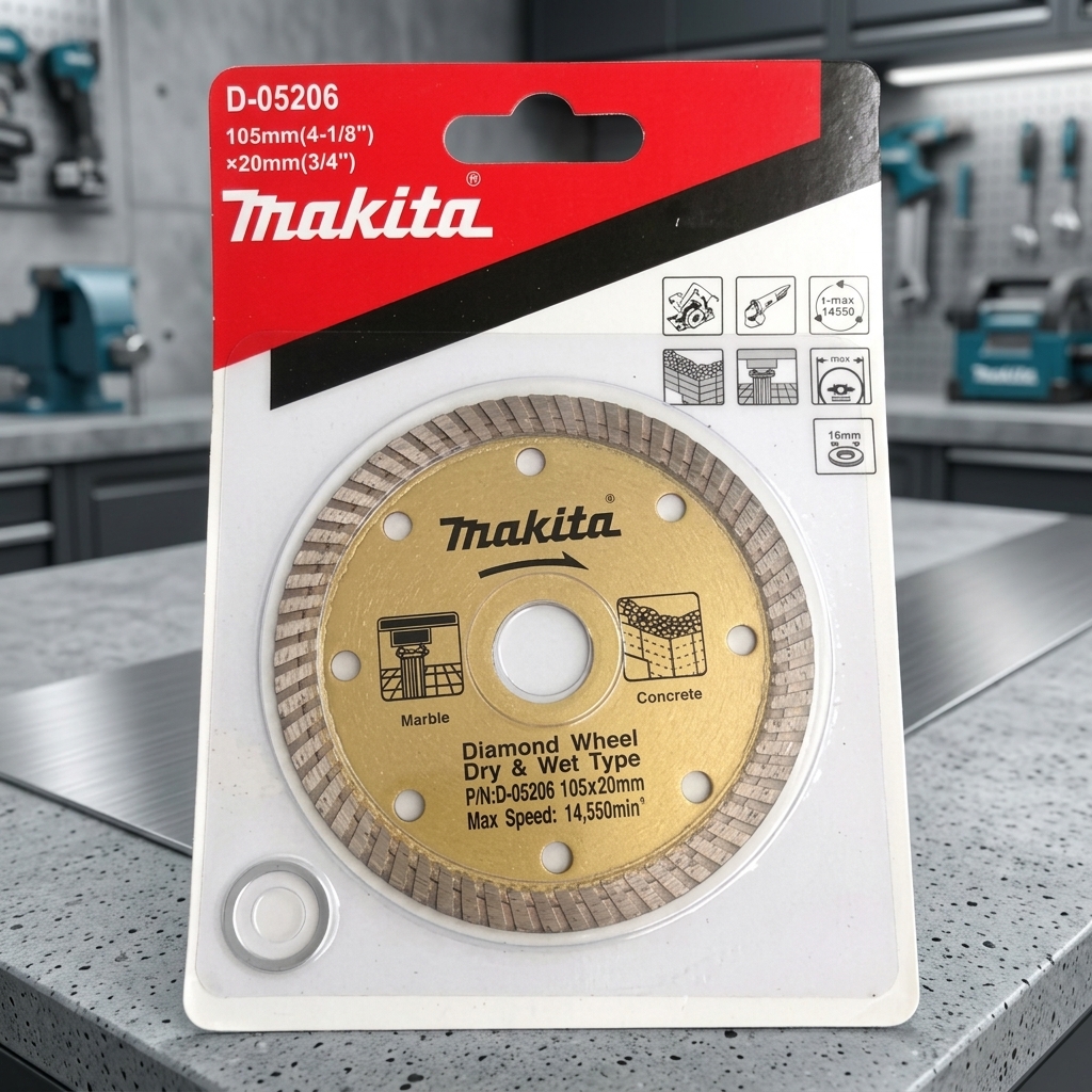 Lưỡi cắt khô Makita D-05206 (115x20mm) là sản phẩm chất lượng cao, được thiết kế chuyên dụng cho các công việc cắt khô đá, gạch, bê tông và vật liệu xây dựng. Với đường kính 115mm và lỗ trục 20mm, sản phẩm dễ dàng lắp đặt trên các máy cắt góc hoặc máy cắt cầm tay thông dụng. Lưỡi cắt Makita D-05206 mang lại đường cắt sắc gọn, ít ba via, bền bỉ và hiệu quả cao, phù hợp cho cả thợ xây dựng chuyên nghiệp và công việc gia đình. Sản phẩm được phân phối bởi Công Nghiệp An Toàn, đảm bảo chính hãng, chất lượng và an toàn khi sử dụng.