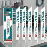 Bộ 5 lưỡi cưa kiếm 150mm cắt kim loại Total TRSB922EF là phụ kiện chuyên dụng giúp cắt nhanh và chính xác các loại kim loại tấm, ống thép, nhôm, inox và vật liệu kim loại mỏng khác. Lưỡi cưa được chế tạo từ thép hợp kim chất lượng cao với răng cưa sắc bén, mang lại hiệu suất vượt trội, tuổi thọ lâu dài và giảm rung lắc khi cắt. Sản phẩm phù hợp cho thợ cơ khí, thợ sửa chữa và các công trình thi công chuyên nghiệp.