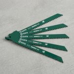Bộ 5 lưỡi cưa kiếm cắt gỗ và kim loại 300mm 6T SATA 93326S là phụ kiện chuyên dụng dành cho máy cưa kiếm, được thiết kế để cắt hiệu quả gỗ, pallet, gỗ có đinh, nhựa cứng và kim loại mềm trong các công việc xây dựng, tháo dỡ và bảo trì công nghiệp. Với chiều dài lưỡi lên tới 300mm cùng bước răng 6T, sản phẩm cho khả năng cắt sâu, tốc độ cao và xử lý tốt các vật liệu có kích thước lớn. Bộ 5 lưỡi cưa kiếm cắt gỗ và kim loại 300mm 6T SATA 93326S được chế tạo từ thép BIM (Bi-Metal) cao cấp, giúp tăng độ bền, chống gãy răng và duy trì hiệu suất ổn định trong môi trường làm việc cường độ cao.