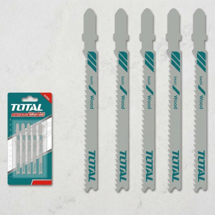 Bộ 5 lưỡi cưa lọng gỗ Total TAC51101B (10 răng) chuyên dụng cho cắt gỗ, ván ép, MDF và các vật liệu gỗ mềm. Chất liệu HSS bền bỉ, đường cắt mịn, ít ba via, phù hợp với máy cưa lọng cầm tay hoặc máy bàn, lý tưởng cho xưởng mộc, DIY và các dự án gia công gỗ chuyên nghiệp.