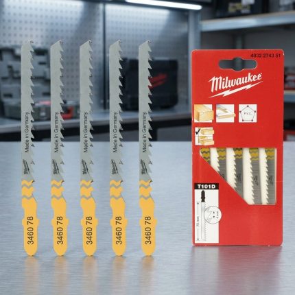 Bộ 5 lưỡi cưa lọng gỗ T101D 6TPI Milwaukee 4932274351 là bộ lưỡi cưa lọng chuyên dụng cho cắt gỗ, ván ép, gỗ công nghiệp và vật liệu tương thích, thiết kế răng 6TPI giúp cắt nhanh, ổn định và phù hợp cho thợ mộc, thi công nội thất.