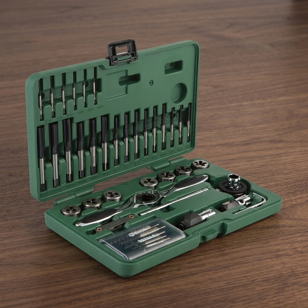 Bộ khuôn tạo ren taro HSS 40 chi tiết SATA 50451 được chế tạo từ thép gió HSS chất lượng cao, bao gồm đầy đủ mũi taro, bàn ren, tay quay taro và phụ kiện hỗ trợ gia công ren trong và ren ngoài chính xác. Bộ dụng cụ chuyên nghiệp phù hợp cho xưởng cơ khí, sửa chữa máy móc, bảo trì thiết bị và sản xuất công nghiệp, giúp nâng cao hiệu suất làm việc và kéo dài tuổi thọ dụng cụ.
