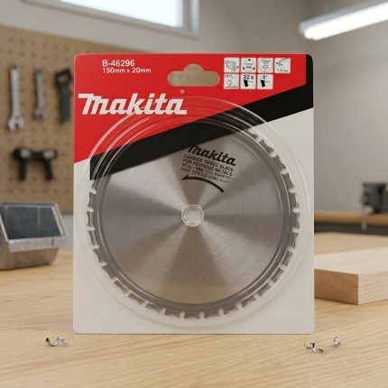 Đĩa cưa sắt lưỡi hợp kim 32 răng 150x20mm Makita B-46296 là phụ kiện cắt kim loại chuyên dụng được thiết kế cho máy cưa đĩa, giúp cắt sắt hộp, thép tấm, thép hình và kim loại màu với độ chính xác cao. Lưỡi hợp kim TCT cao cấp cùng 32 răng sắc bén mang lại đường cắt mịn, ít ba via, giảm tia lửa và nâng cao tuổi thọ sử dụng. Sản phẩm phù hợp cho gia công cơ khí, kết cấu thép, lắp đặt công nghiệp và thi công chuyên nghiệp.