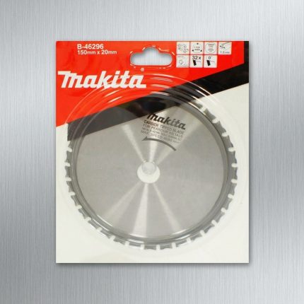 Đĩa cưa sắt lưỡi hợp kim 32 răng 150x20mm Makita B-46296 là phụ kiện cắt kim loại chuyên dụng được thiết kế cho máy cưa đĩa, giúp cắt sắt hộp, thép tấm, thép hình và kim loại màu với độ chính xác cao. Lưỡi hợp kim TCT cao cấp cùng 32 răng sắc bén mang lại đường cắt mịn, ít ba via, giảm tia lửa và nâng cao tuổi thọ sử dụng. Sản phẩm phù hợp cho gia công cơ khí, kết cấu thép, lắp đặt công nghiệp và thi công chuyên nghiệp.