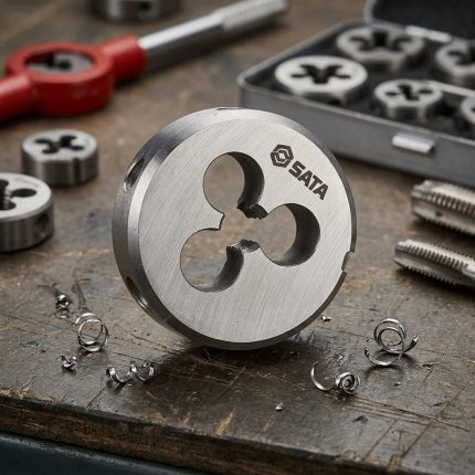 Hình ảnh thực tế Khuôn tạo ren ngoài taro M16x2mm SATA 50916 được chế tạo từ thép hợp kim có độ cứng cao, thiết kế dạng khuôn ren tròn tiêu chuẩn với hệ thống lỗ thoát phoi tối ưu giúp quá trình cắt ren diễn ra ổn định, giảm ma sát và nâng cao hiệu suất gia công. Sản phẩm chuyên dùng để tạo mới hoặc phục hồi ren ngoài M16x2mm trên bu lông, thanh ren, trục cơ khí và các chi tiết kim loại trong ngành cơ khí chế tạo, sửa chữa và bảo trì công nghiệp. Với khả năng tạo ren sắc nét, độ đồng tâm cao, chống mài mòn hiệu quả và tuổi thọ sử dụng lâu dài, khuôn ren SATA 50916 là lựa chọn lý tưởng cho xưởng cơ khí, đơn vị bảo trì thiết bị và kỹ thuật viên chuyên nghiệp. Sản phẩm được Công Nghiệp An Toàn phân phối chính hãng, đáp ứng nhu cầu gia công ren ngoài chất lượng cao, đảm bảo độ chính xác, độ bền và hiệu quả làm việc tối ưu trong môi trường sản xuất công nghiệp.