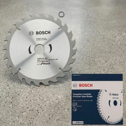 Lưỡi cưa gỗ 184mm Bosch 2608644303 (24 Răng) chính hãng với hợp kim TCT siêu bền, đường kính 184mm, 24 răng sắc bén cho khả năng cắt gỗ nhanh, mịn và chính xác. Phù hợp cho máy cưa đĩa cầm tay, tối ưu hiệu suất làm việc trong thi công và sản xuất nội thất.