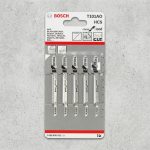 Lưỡi cưa lọng gỗ T101AO (bộ 5 lưỡi) Bosch 2608630031 chính hãng, chuyên cắt cong và cắt chi tiết trên gỗ mỏng, ván ép, MDF. Thiết kế răng cưa sắc bén giúp đường cắt sạch, mịn và chính xác, phù hợp cho thợ mộc và ngành nội thất.