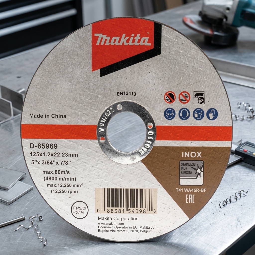Thay_đổi_background_ảnh_sản_202606031502 Đá cắt inox mỏng Makita D-65969 (125x1.2x22.23mm) là dòng đá cắt chuyên dụng được thiết kế để cắt inox, thép không gỉ và các vật liệu kim loại mỏng với hiệu suất vượt trội. Thiết kế siêu mỏng 1.2mm giúp giảm lực cản khi cắt, tạo đường cắt sắc nét, hạn chế ba via và tiết kiệm vật liệu. Sản phẩm đạt tiêu chuẩn chất lượng Makita, vận hành ổn định ở tốc độ cao và phù hợp cho các xưởng cơ khí, đơn vị gia công inox, công trình xây dựng và thợ kỹ thuật chuyên nghiệp. Đá cắt inox mỏng Makita D-65969 (125x1.2x22.23mm) là lựa chọn tối ưu cho những công việc yêu cầu độ chính xác cao và tính thẩm mỹ hoàn thiện.