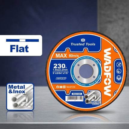 Đá cắt kim loại 230x1.9x22.2 mm Wadfow WAC1391 là dòng đá cắt mỏng chất lượng cao, được thiết kế chuyên dụng cho các công việc cắt sắt, thép, inox và kim loại màu. Với đường kính 230mm, độ dày 1.9mm và lỗ trục 22.2mm tiêu chuẩn, sản phẩm giúp tạo đường cắt sắc nét, giảm ba via, tiết kiệm vật liệu và nâng cao hiệu suất làm việc. Đá cắt Wadfow WAC1391 phù hợp cho các xưởng cơ khí, công trình xây dựng và ngành gia công kim loại chuyên nghiệp.