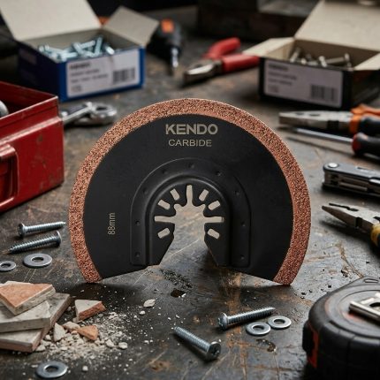 Lưỡi cắt rung (Carbide) hình bán nguyệt Ø88mm Kendo 50440612 là phụ kiện cao cấp dành cho máy cắt rung đa năng, chuyên dùng để cắt và mài các vật liệu cứng như gạch men, keo ron, vữa xi măng, composite và vật liệu xây dựng. Hạt Carbide siêu bền giúp tăng khả năng chống mài mòn, kéo dài tuổi thọ và duy trì hiệu suất làm việc ổn định. Thiết kế bán nguyệt Ø88mm hỗ trợ thao tác nhanh, chính xác trong các công việc cải tạo, sửa chữa và thi công chuyên nghiệp.