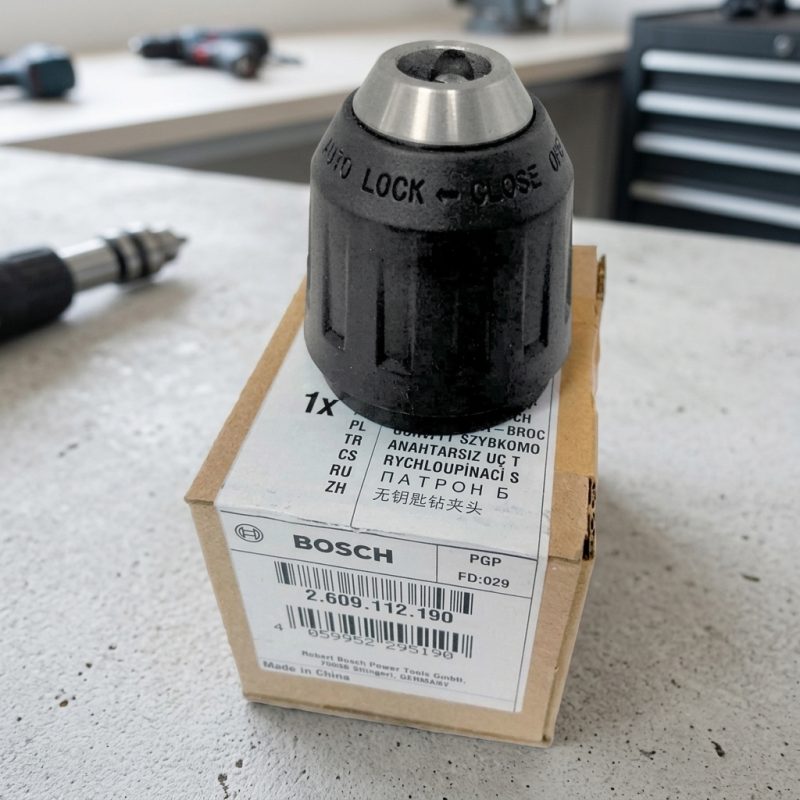 13mm Đầu khoan tự động máy khoan Bosch 2609112190 chính hãng Bosch với thiết kế Auto Lock giúp thay mũi khoan nhanh, kẹp chặt mũi khoan từ 1.5–13mm, tương thích nhiều dòng máy khoan Bosch, độ bền cao, vận hành ổn định, phù hợp cho thợ cơ khí, xây dựng và sửa chữa chuyên nghiệp.