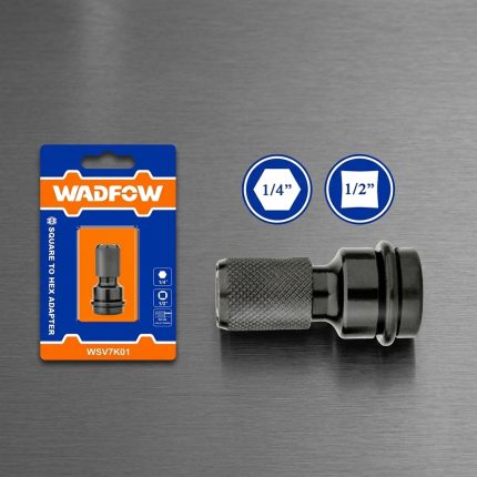 Đầu chuyển bu lông qua vặn vít Wadfow WSV7K01 là phụ kiện chuyển đổi từ đầu khẩu vuông 1/2 inch sang chuôi lục giác 1/4 inch, giúp sử dụng các mũi vặn vít trên cần siết, tay vặn hoặc dụng cụ dùng đầu khẩu. Sản phẩm được chế tạo từ thép hợp kim cường lực, độ bền cao, truyền lực ổn định, phù hợp cho công việc cơ khí, sửa chữa ô tô, xe máy và lắp ráp chuyên nghiệp.