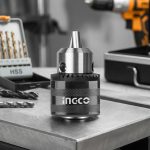Đầu khoan kèm khớp nối 13mm Ingco KC1301.1 là phụ kiện chính hãng được thiết kế để kẹp mũi khoan chắc chắn và kết nối nhanh với máy khoan, giúp thay đổi phụ kiện dễ dàng, tiết kiệm thời gian làm việc. Sản phẩm được chế tạo từ thép hợp kim chất lượng cao, có độ đồng tâm tốt, khả năng chịu lực cao và phù hợp cho các ứng dụng khoan gỗ, kim loại, nhựa cũng như công việc cơ khí và xây dựng chuyên nghiệp.